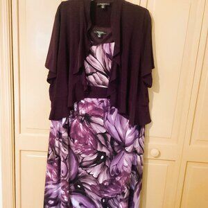R & M Richards Purple Stretchy, Sleeveless Dress with Jacket. Size 22W.